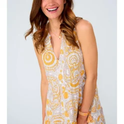 Jurk "Evje" Beige/oranje -Exporteren Mooie Look Winkel lieblingsstuck jurk evje beige oranje 4