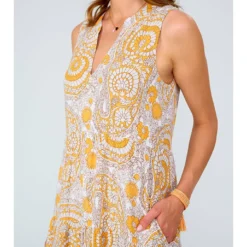 Jurk "Evje" Beige/oranje -Exporteren Mooie Look Winkel lieblingsstuck jurk evje beige oranje 5