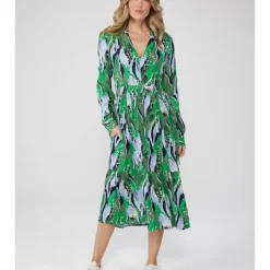 Jurk "Ruje" Lichtblauw/groen