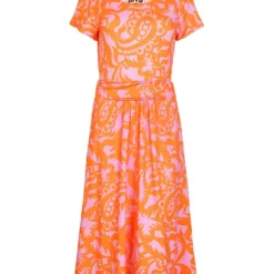 Jurk "Rykia" Oranje/lichtroze