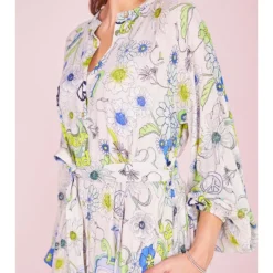 Jurk Wit/blauw/groen -Exporteren Mooie Look Winkel lieblingsstuck jurk wit blauw groen 3