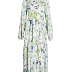 Jurk Wit/blauw/groen -Exporteren Mooie Look Winkel lieblingsstuck jurk wit blauw groen 4