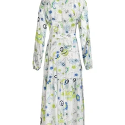 Jurk Wit/blauw/groen -Exporteren Mooie Look Winkel lieblingsstuck jurk wit blauw groen 5