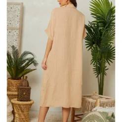 Linnen Jurk Beige -Exporteren Mooie Look Winkel lin passion linnen jurk beige 2