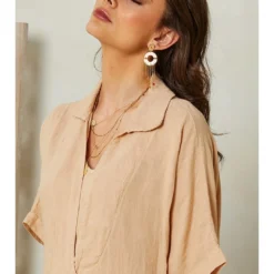 Linnen Jurk Beige -Exporteren Mooie Look Winkel lin passion linnen jurk beige 3