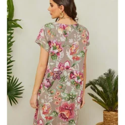 Linnen Jurk Beige/meerkleurig -Exporteren Mooie Look Winkel lin passion linnen jurk beige meerkleurig 2