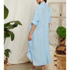 Linnen Jurk Lichtblauw -Exporteren Mooie Look Winkel lin passion linnen jurk lichtblauw 2