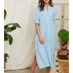 Linnen Jurk Lichtblauw