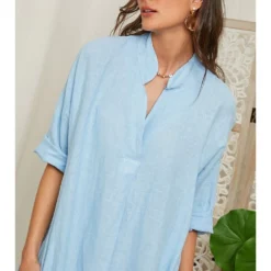 Linnen Jurk Lichtblauw -Exporteren Mooie Look Winkel lin passion linnen jurk lichtblauw 3