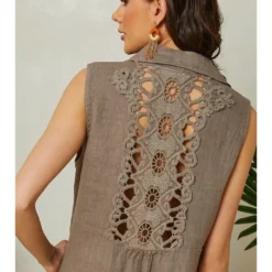 Linnen Jurk Lichtbruin -Exporteren Mooie Look Winkel lin passion linnen jurk lichtbruin 3