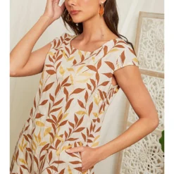 Linnen Jurk Lichtbruin/crème -Exporteren Mooie Look Winkel lin passion linnen jurk lichtbruin creme 4