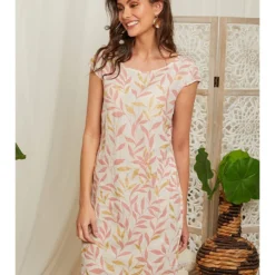 Linnen Jurk Lichtroze/crème -Exporteren Mooie Look Winkel lin passion linnen jurk lichtroze creme 2