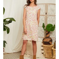 Linnen Jurk Lichtroze/crème