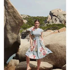 Linnen Jurk "Hawaii" Lichtblauw -Exporteren Mooie Look Winkel lisca linnen jurk hawaii lichtblauw 2