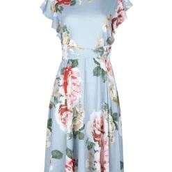 Linnen Jurk "Hawaii" Lichtblauw