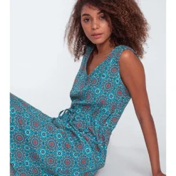 Jurk Rood/turquoise -Exporteren Mooie Look Winkel makani jurk rood turquoise 2