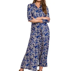 Jurk Grijs/donkerblauw/meerkleurig