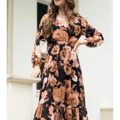 Jurk "Nilisa" Zwart/oranje