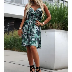 Jurk "Tropica" Wit/groen -Exporteren Mooie Look Winkel merribel jurk tropica wit groen 2