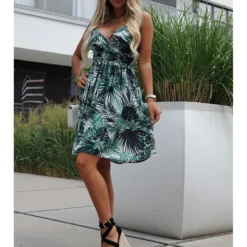 Jurk "Tropica" Wit/groen