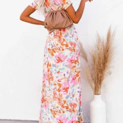 Jurk Beige/lichtroze/oranje -Exporteren Mooie Look Winkel milan kiss jurk beige lichtroze oranje 2