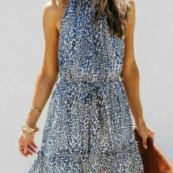 Jurk Crème/zwart/blauw