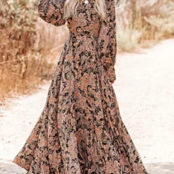 Jurk Lichtbruin/zwart/meerkleurig