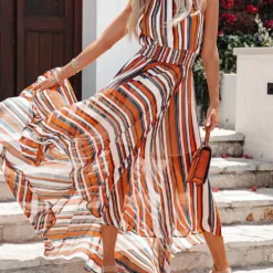 Jurk Oranje/wit/zwart