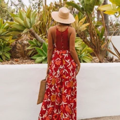 Jurk Rood/oranje/geel -Exporteren Mooie Look Winkel milan kiss jurk rood oranje geel 2