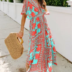 Jurk Turquoise/oranje