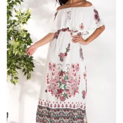 Jurk Wit/lichtroze/zwart