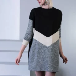 Jurk Zwart/beige/grijs