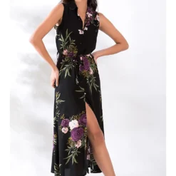 Jurk Zwart/groen/paars