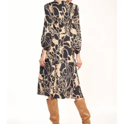 Jurk Zwart/beige -Exporteren Mooie Look Winkel nife jurk zwart beige 2