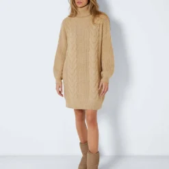 Noisy May Gebreide Jurk "Laura" Beige -Exporteren Mooie Look Winkel noisy may gebreide jurk laura beige 4