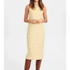 Jurk "Nudaia" Geel/wit -Exporteren Mooie Look Winkel numph jurk nudaia geel wit 2