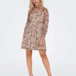 ONLY Jurk "Aida Elisa" Beige/groen/lichtroze -Exporteren Mooie Look Winkel only jurk aida elisa beige groen lichtroze 2