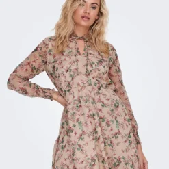 ONLY Jurk "Aida Elisa" Beige/groen/lichtroze