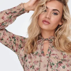 ONLY Jurk "Aida Elisa" Beige/groen/lichtroze -Exporteren Mooie Look Winkel only jurk aida elisa beige groen lichtroze 4