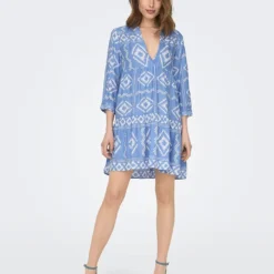 ONLY Jurk "Ally" Lichtblauw/wit