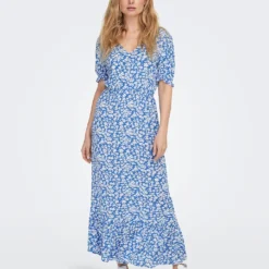 ONLY Jurk "Chianti" Lichtblauw/wit