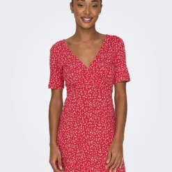 ONLY Jurk "Verona" Rood -Exporteren Mooie Look Winkel only jurk verona rood 2
