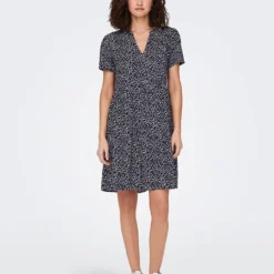ONLY Jurk "Zally" Donkerblauw/wit -Exporteren Mooie Look Winkel only jurk zally donkerblauw wit 2