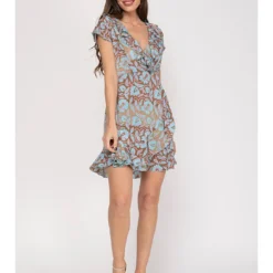 Jurk Lichtblauw/bruin