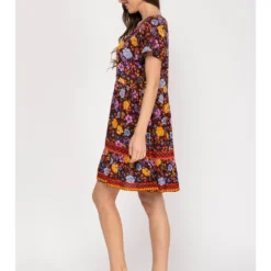 Jurk Meerkleurig/bruin -Exporteren Mooie Look Winkel peace and love jurk meerkleurig bruin 1