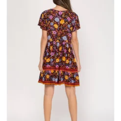 Jurk Meerkleurig/bruin -Exporteren Mooie Look Winkel peace and love jurk meerkleurig bruin 2