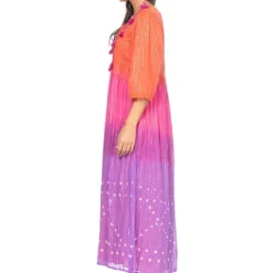 Jurk Oranje/roze/paars -Exporteren Mooie Look Winkel peace and love jurk oranje roze paars 2