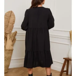 Jurk "Arnis" Zwart -Exporteren Mooie Look Winkel plus size company jurk arnis zwart 2