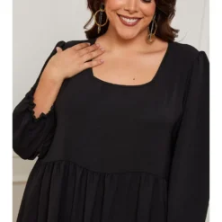 Jurk "Arnis" Zwart -Exporteren Mooie Look Winkel plus size company jurk arnis zwart 3