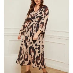 Jurk Beige/bruin/zwart